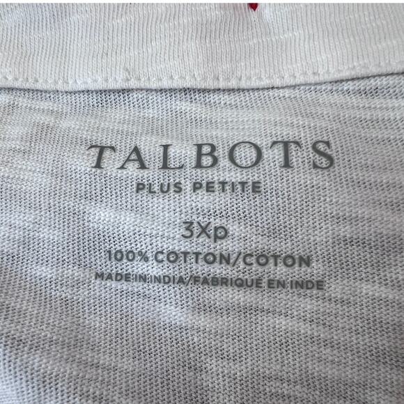 Talbots Top 3X Plus Petite Round Neck 100% Cotton Embroidered T-shirt Boho NEW - Picture 3 of 12